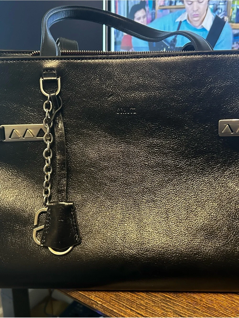 Schutz Black Leather Satchel Bag